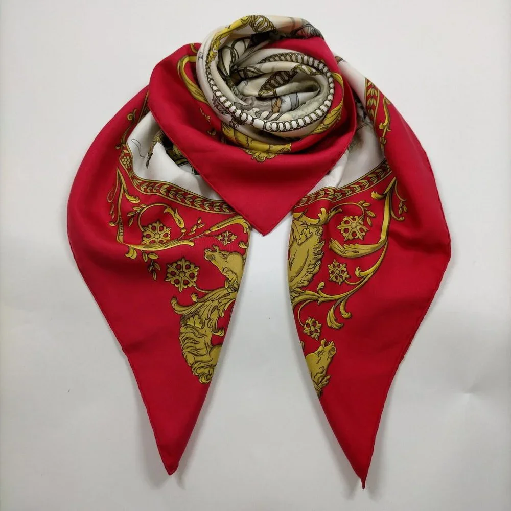 Hermes scarf Carre 90 Reds Silk100% Ledoux - Picture 3 of 11
